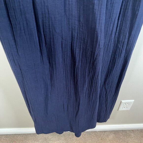 Xirena Rumi Midi Maxi Dress Size Small Navy Blue Gauze Vacation Lagenlook - Picture 8 of 12